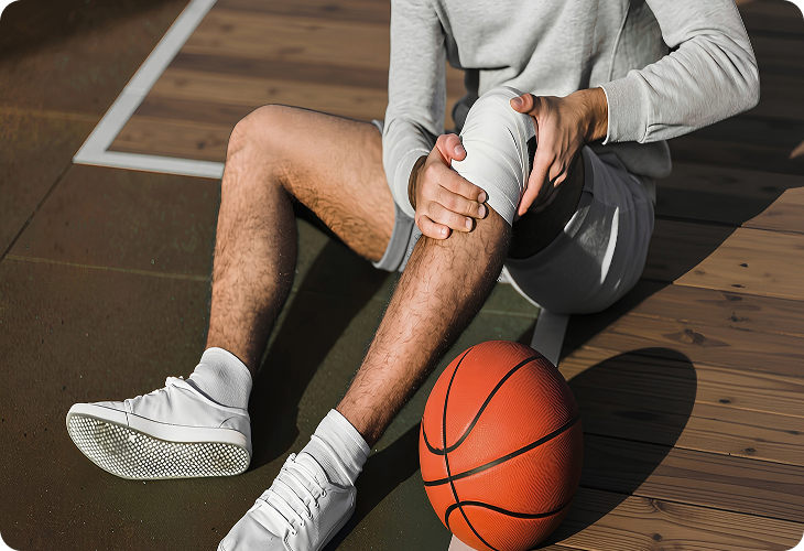 Clinician examining a patient's injured ankle